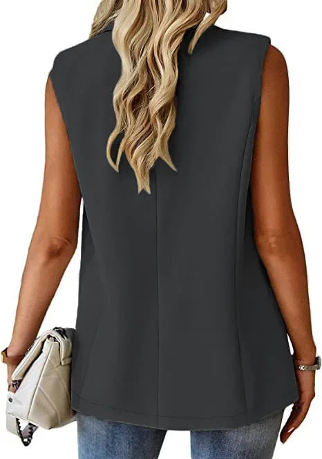 Polo Collar Sleeveless Suit Vest