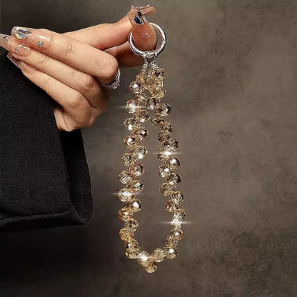 Colorful Mobile Phone Lanyard Chain Stylish Glitter Crystal Bead Pendant Keychain