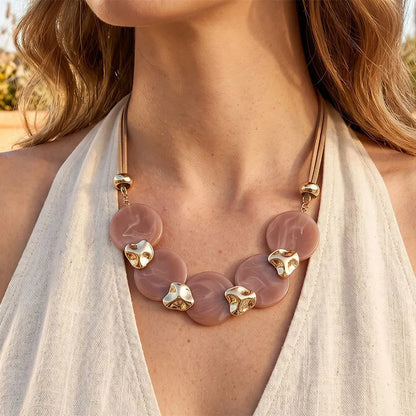 Bohemian Statement Acrylic Circular Pendants Necklace