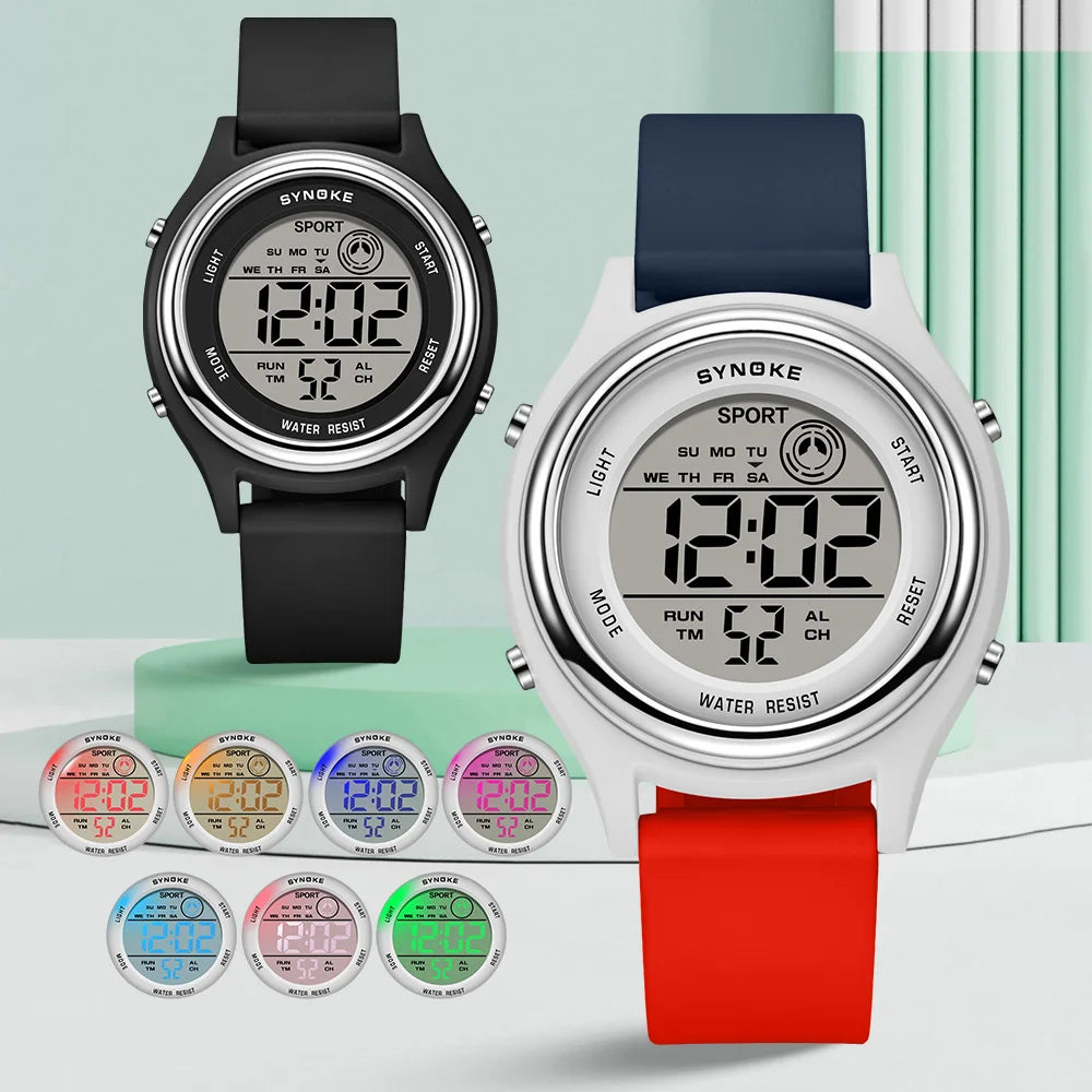 Colorful Seven Lights Sport Digital Waterproof Electronic Watch