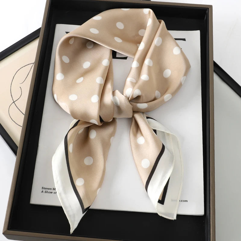 Luxury Silk Square Plaid Satin Scarf