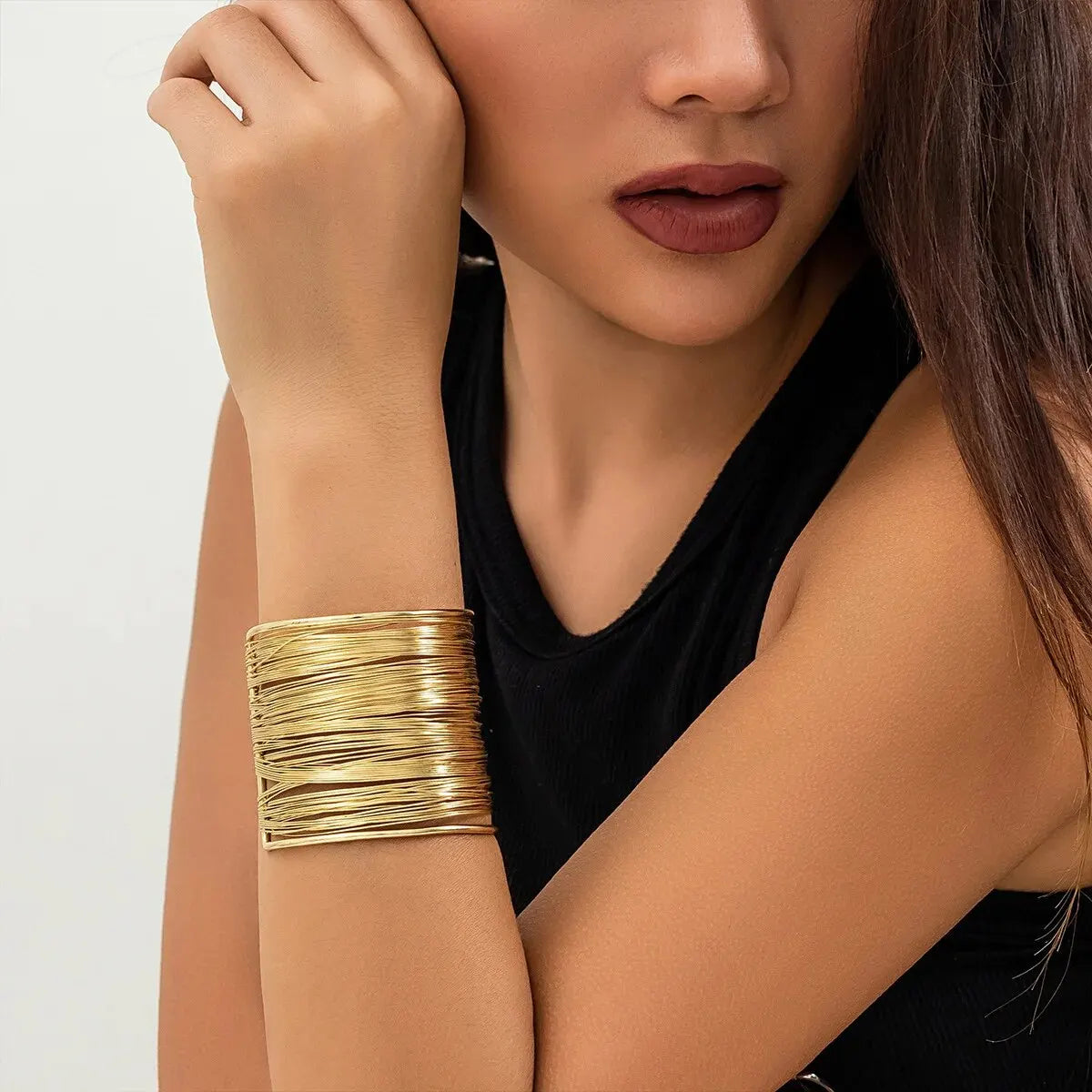 Vintage Geometric Cross Wide Cuff Bracelet
