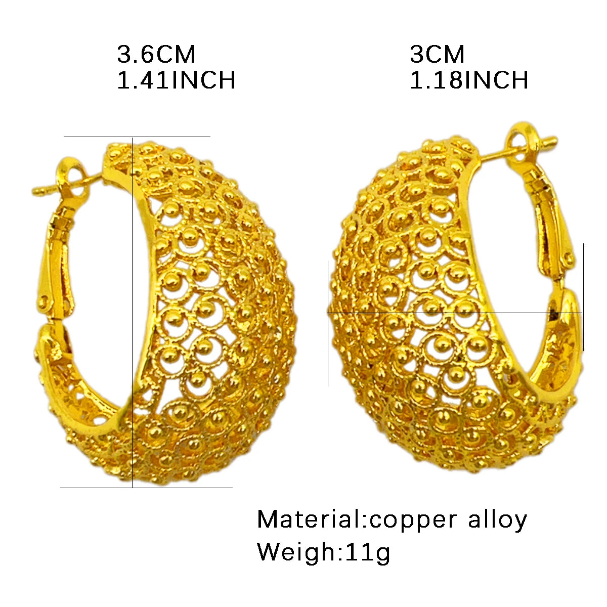 24K Gold Color Hoop Earrings