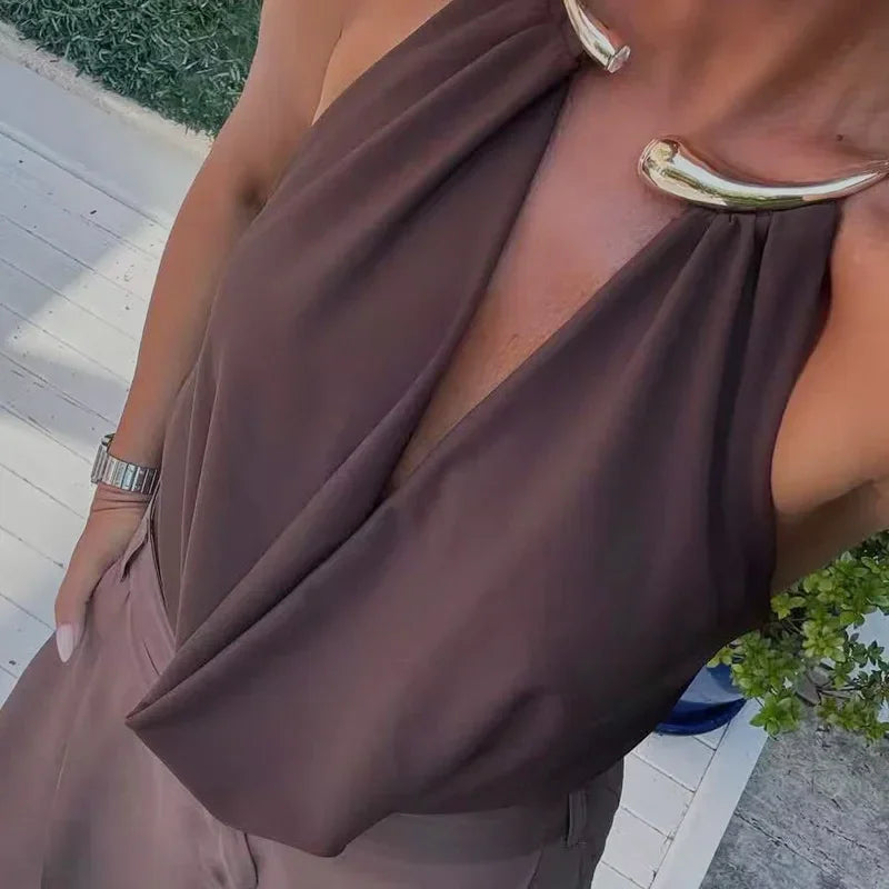 Sexy Women Off Shoulder Sleeveless Thong Bodysuit