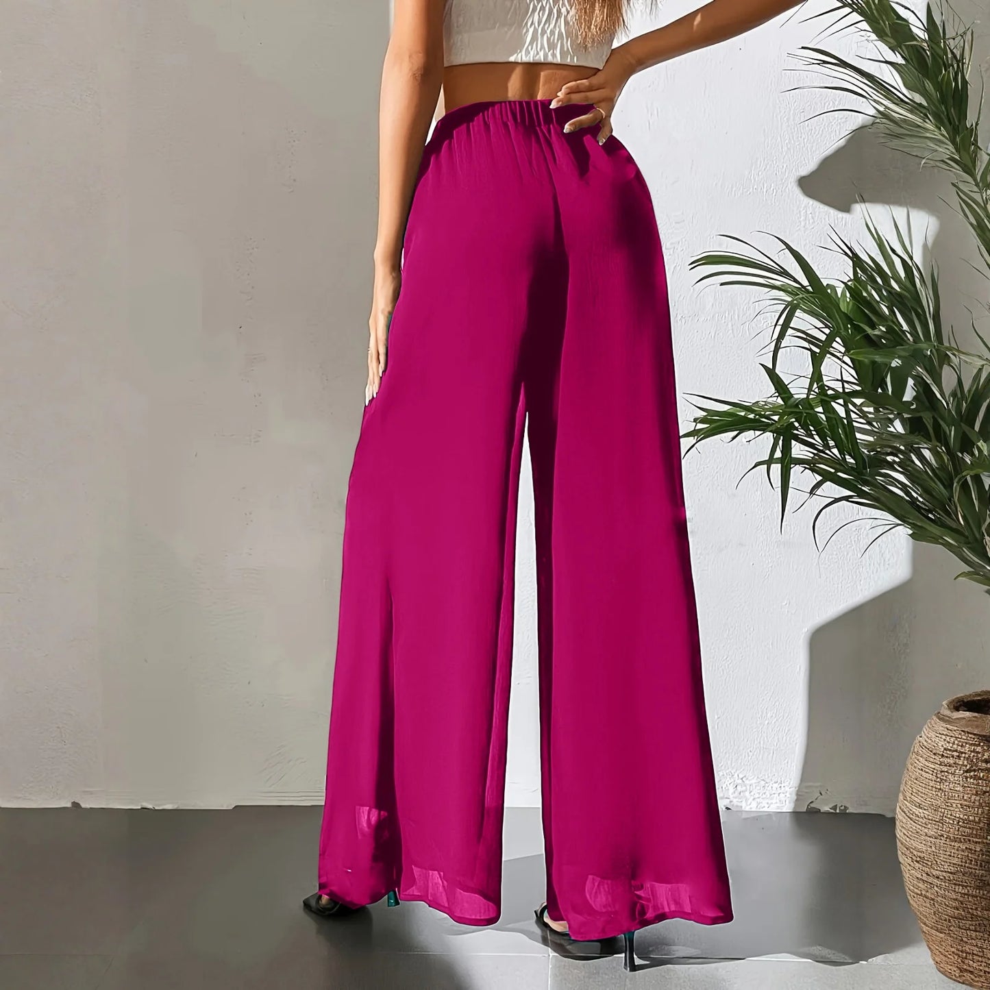 Loose Ice Silk Chiffon Wide Legged Straight Pants