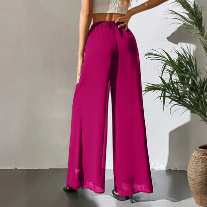 Loose Ice Silk Chiffon Wide Legged Straight Pants