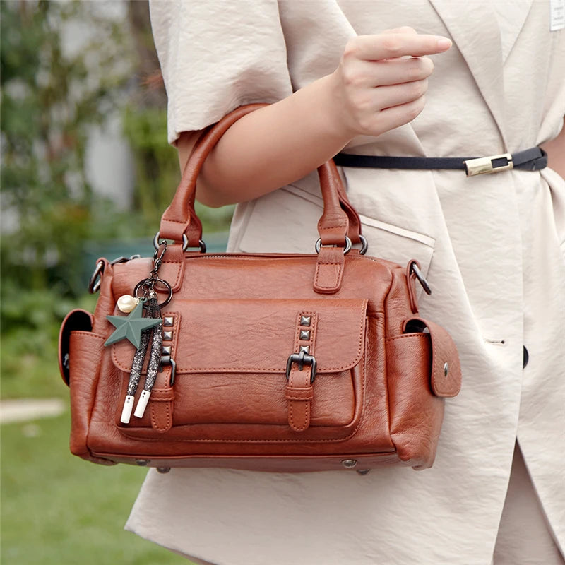 Faux Leather PU Crossbody Shoulder Tote Bag