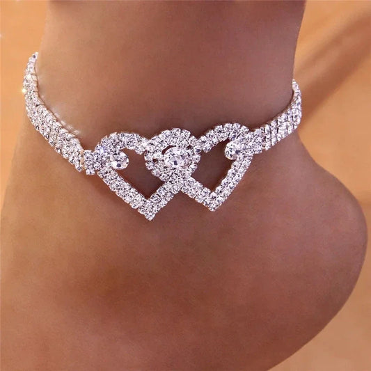 Shiny Cubic Zirconia Chain Anklet Bracelet