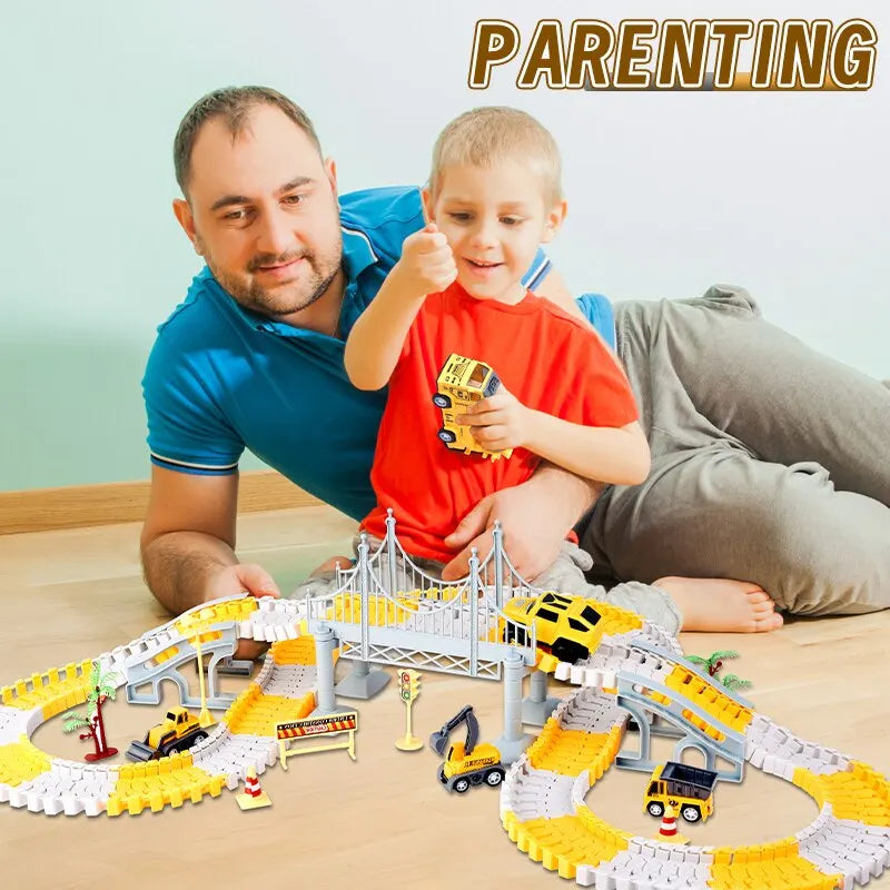 DIY building block track splicing puzzle Electric Track Toy