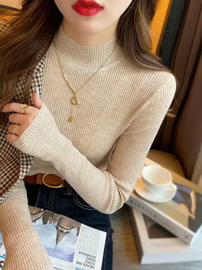 Mock Neck Casual Slim Pullover Sweaters