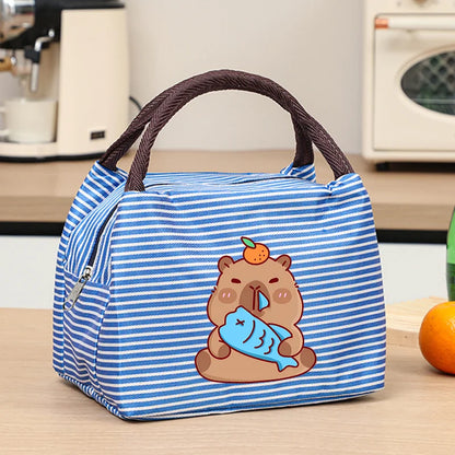 Capybara Portable Cute Anime Printed Figures Stripe Freezer Lunch Bags