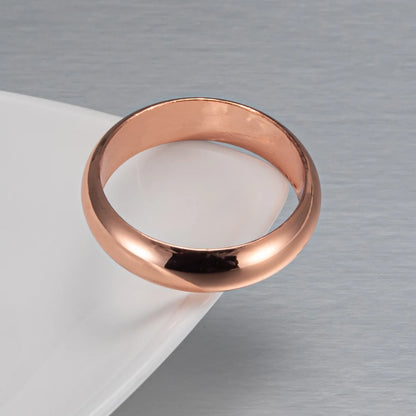 Vinterly 6mm Wide Finger Shiny High Polished Metal Minimalist Copper Ring