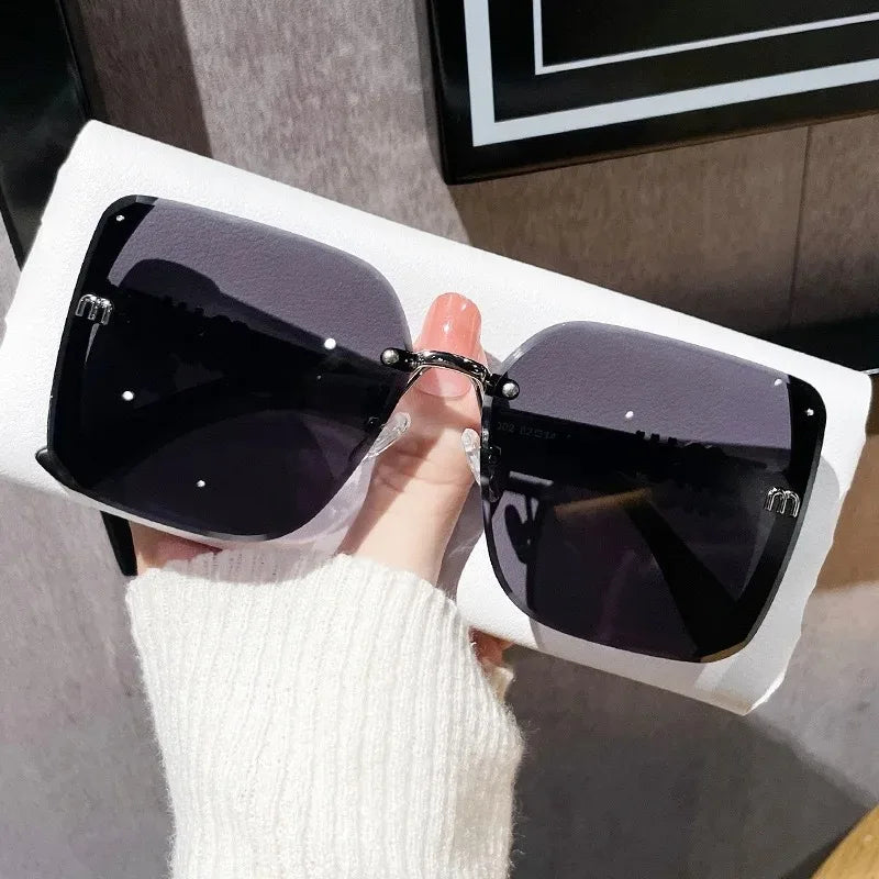 Letters Anti Strong Light Vintage Rimless Sunglasses