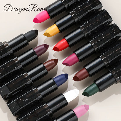 Matte Dark Purple Green Lipstick Waterproof White Black Velvet Lip Stick