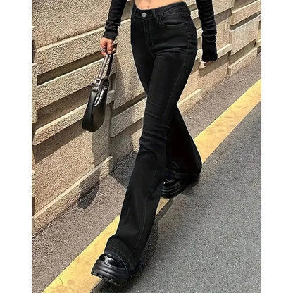 High Waist Flared Jeans Trousers