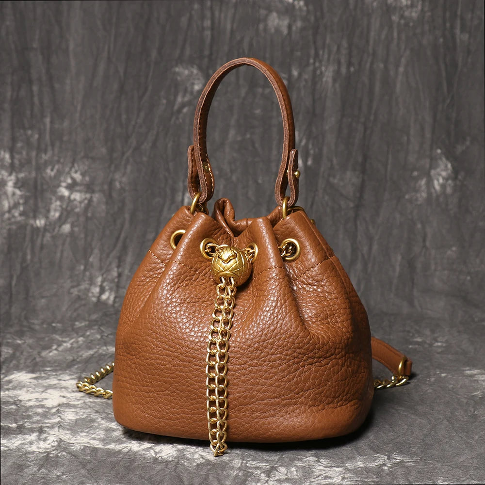 Genuine Leather Chain Crossbody Bag