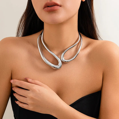 Steampunk Irregular Clavicle Torques Punk Gold Silver Color Chokers Necklace