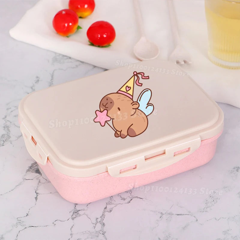 Capybara Lunch Boxes Kids Cute Anime Print Separate Lunch Box
