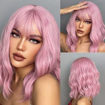 Wavy Bob Short Blonde Dark Roots Wigs