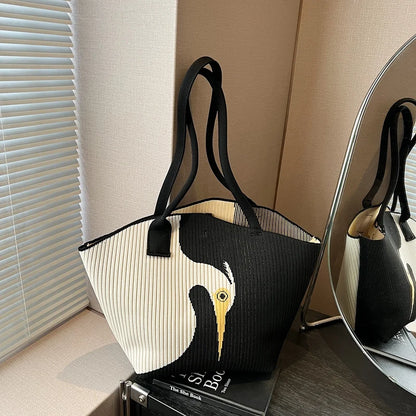 Bird Design Knitted Shoulder Bags