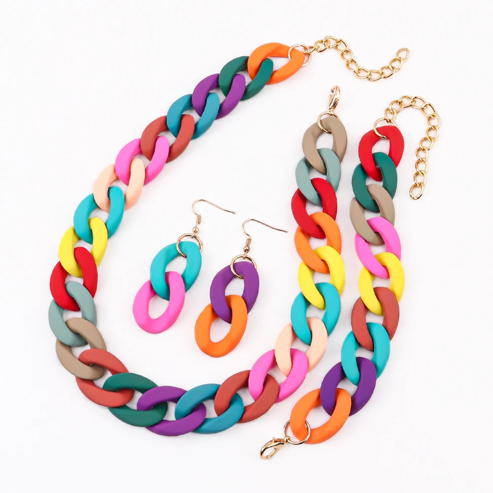 Fish Sheep Acrylic Chunky Chain Choker Necklace