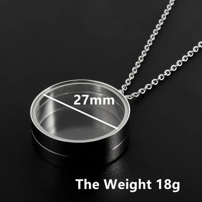 1Pc 10-45mm Round Memory Coin Bezel Locket Pendant Necklaces