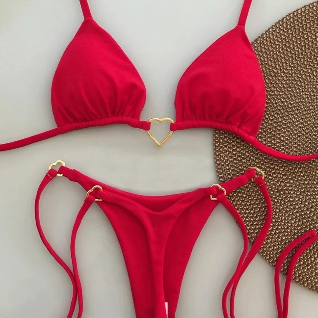 Low Waist Lace-up Swimsuit Bikini Set