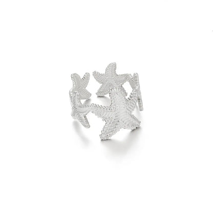 Stainless Steel Starfish Open Rings Gold Geometric Adjustable Ring