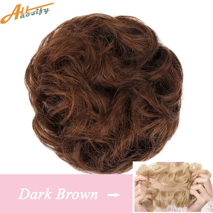 Natural Curly Messy Bun Hair Wigs