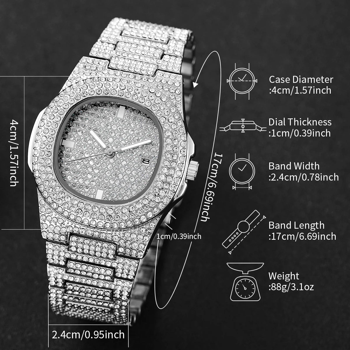 Full Diamond Stainless Steel Watches