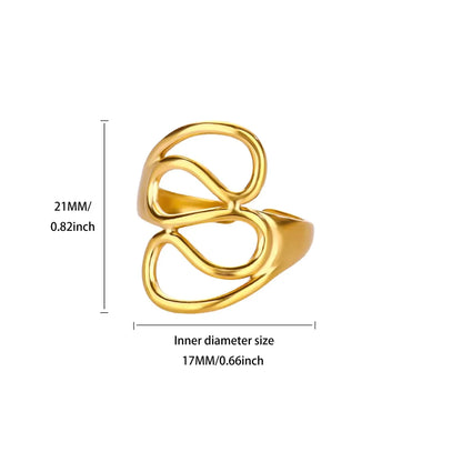 Stainless Steel Irregular Wave Creative Gold Open Punk Rapper Rings