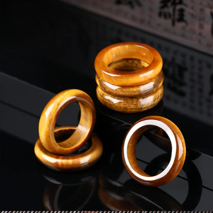 1 Pc Natural Stone Jade Crystal Agate Obsidian Fengshui Lucky Rings