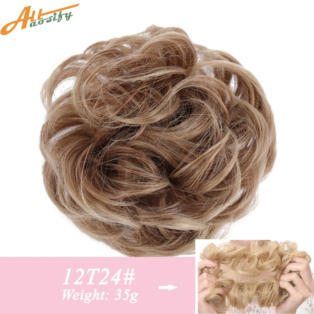 Natural Curly Messy Bun Hair Wigs
