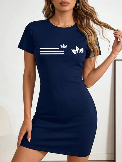 Short-Sleeved Round Neck Short Sleeves Casual Style Dress