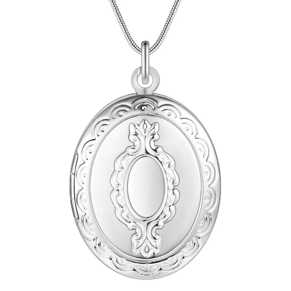 40-75cm 925 Sterling Silver seashell Photo open Frame Necklace