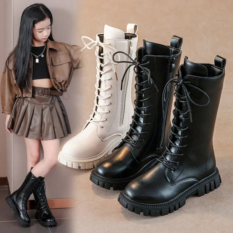 Cool Baby Girls Square Heel Round Toe Mid Boots