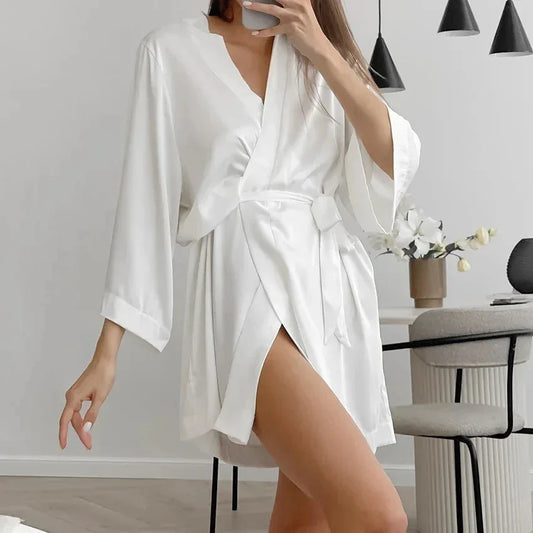 Bride Sleepwear Loose Silk Satin Robe