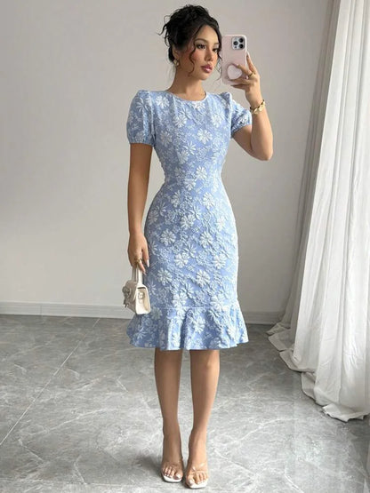 Slim fit fishtail skirt short sleeved Dress