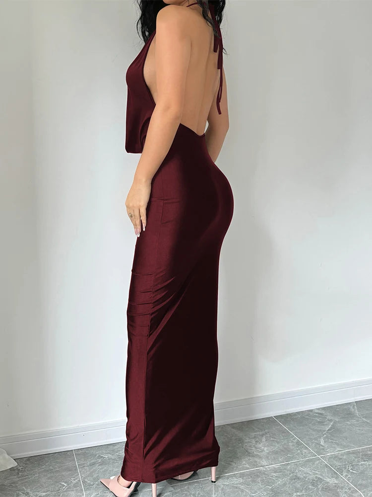 Backless Midi Bodycon Sexy Dress