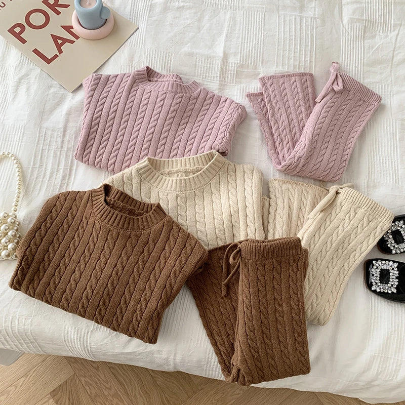 Autumn Spring Korean Style Knitted Clothing Set