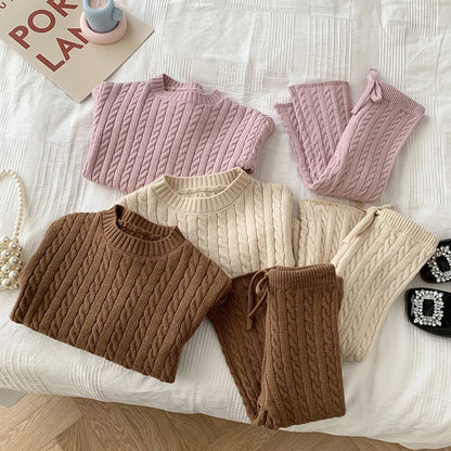 Autumn Spring Korean Style Knitted Clothing Set