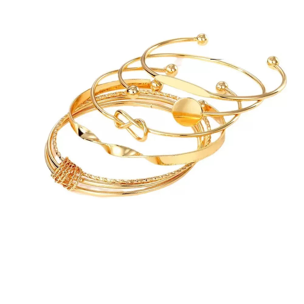 5 pieces spiral geometric adjustable bracelets