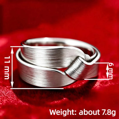 Brushed Silver Interlocking Wrap Minimalist Twisted Overlap Band Ring