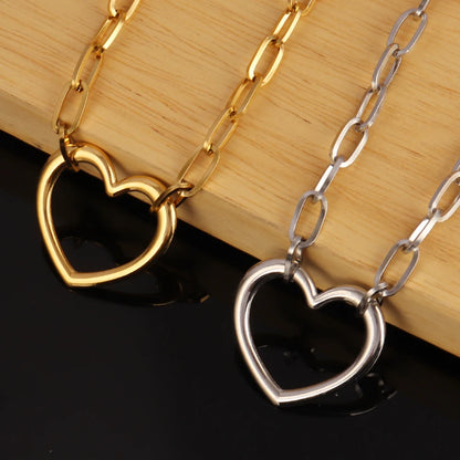 316L Stainless Steel Choker Heart Clavicle Chain Necklaces