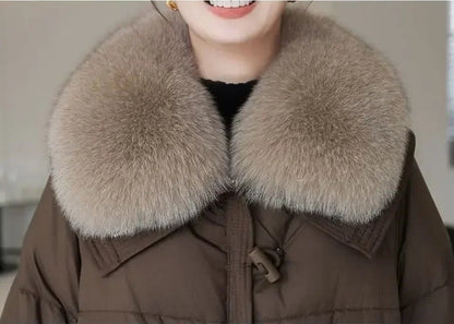 Abrigo de algodón grueso con cuello de piel