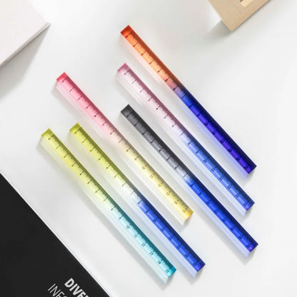 1pcs Colorful Clear Straight Ruler 15cm Four Edges Acrylic Transparent