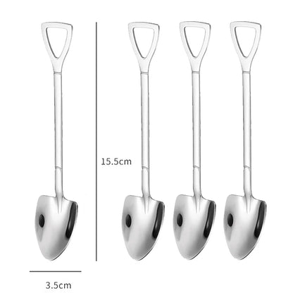 4pcs Stainless Steel Shovel & Point Spoons Set