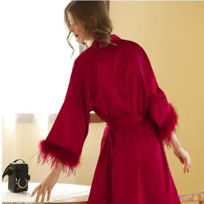 Wedding Party Bride Bridesmaid Satin Bathrobe Loose Sleepwear