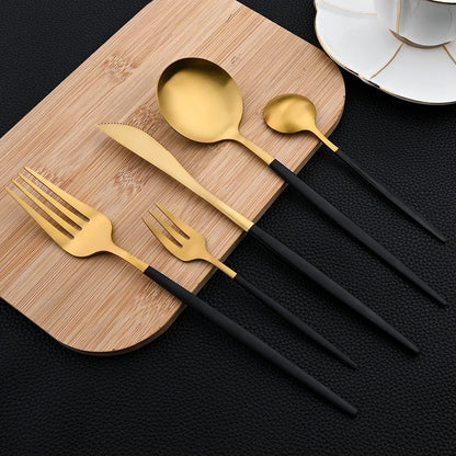 30Pcs Dinnerware Set Stainless Steel Flatware Matte Fork Spoon Knife Dinner Set