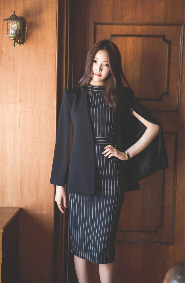Sexy Tank Sleeveless High Waist Stripe Office Dress